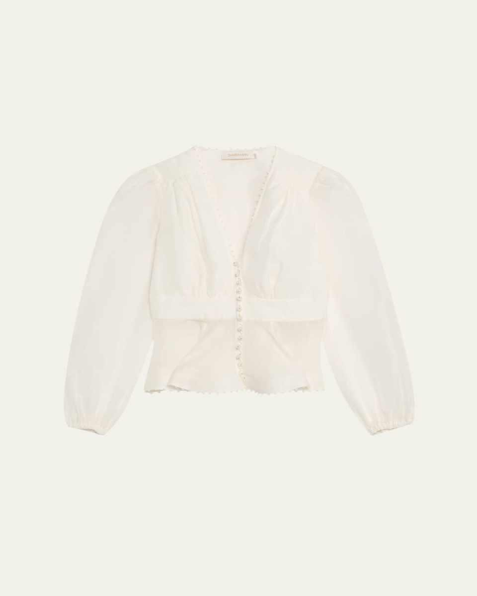 Dawning Beaded V-Neck Blouse
